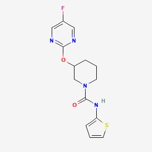 molecular formula C14H15FN4O2S B2682737 3-((5-氟嘧啶-2-基)氧基)-N-(噻吩-2-基)哌啶-1-甲酰胺 CAS No. 2034528-80-6