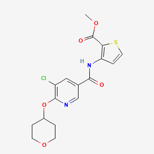 molecular formula C17H17ClN2O5S B2682751 methyl 3-(5-chloro-6-((tetrahydro-2H-pyran-4-yl)oxy)nicotinamido)thiophene-2-carboxylate CAS No. 1903184-42-8