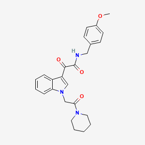 molecular formula C25H27N3O4 B2682755 N-[(4-methoxyphenyl)methyl]-2-oxo-2-[1-(2-oxo-2-piperidin-1-ylethyl)indol-3-yl]acetamide CAS No. 872861-25-1