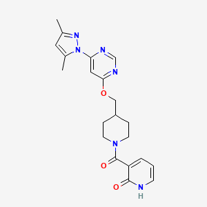 molecular formula C21H24N6O3 B2682759 3-[4-[[6-(3,5-Dimethylpyrazol-1-yl)pyrimidin-4-yl]oxymethyl]piperidine-1-carbonyl]-1H-pyridin-2-one CAS No. 2380083-33-8