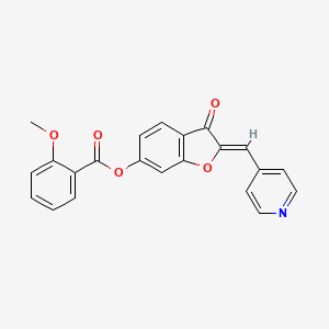 molecular formula C22H15NO5 B2682760 (Z)-3-oxo-2-(pyridin-4-ylmethylene)-2,3-dihydrobenzofuran-6-yl 2-methoxybenzoate CAS No. 1164520-03-9