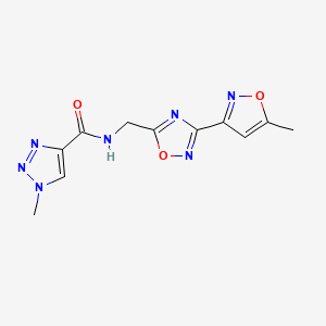 molecular formula C11H11N7O3 B2682761 1-methyl-N-((3-(5-methylisoxazol-3-yl)-1,2,4-oxadiazol-5-yl)methyl)-1H-1,2,3-triazole-4-carboxamide CAS No. 1904409-97-7