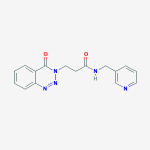 molecular formula C16H15N5O2 B2682776 3-(4-氧代-1,2,3-苯并三氮杂嘧啶-3(4H)-基)-N-(吡啶-3-基甲基)丙酰胺 CAS No. 440331-60-2