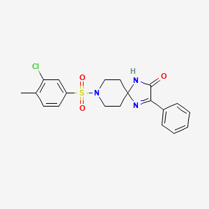 molecular formula C20H20ClN3O3S B2682782 8-((3-Chloro-4-methylphenyl)sulfonyl)-3-phenyl-1,4,8-triazaspiro[4.5]dec-3-en-2-one CAS No. 1185012-06-9