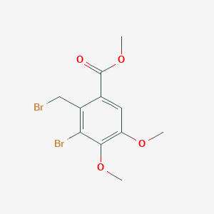 molecular formula C11H12Br2O4 B2682783 Methyl 3-bromo-2-(bromomethyl)-4,5-dimethoxybenzoate CAS No. 1042722-41-7