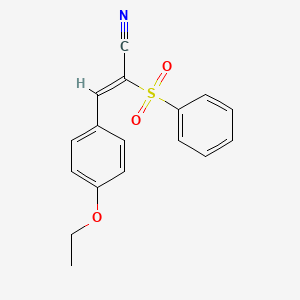 molecular formula C17H15NO3S B2682787 3-(4-Ethoxyphenyl)-2-(phenylsulfonyl)prop-2-enenitrile CAS No. 803703-26-6
