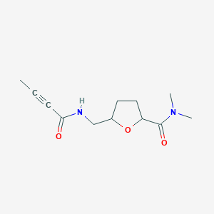 molecular formula C12H18N2O3 B2682803 5-[(But-2-ynoylamino)methyl]-N,N-dimethyloxolane-2-carboxamide CAS No. 2411221-75-3