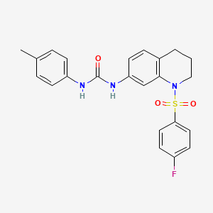 molecular formula C23H22FN3O3S B2682809 1-(1-((4-Fluorophenyl)sulfonyl)-1,2,3,4-tetrahydroquinolin-7-yl)-3-(p-tolyl)urea CAS No. 1203347-54-9