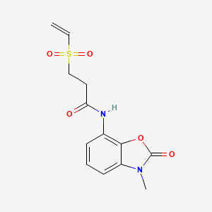 molecular formula C13H14N2O5S B2682822 3-Ethenylsulfonyl-N-(3-methyl-2-oxo-1,3-benzoxazol-7-yl)propanamide CAS No. 2224342-69-0