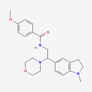 4-methoxy-N-(2-(1-methylindolin-5-yl)-2-morpholinoethyl)benzamide