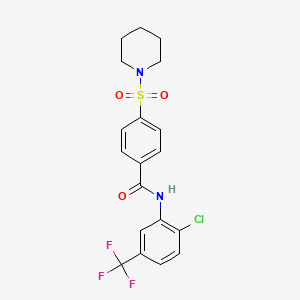 molecular formula C19H18ClF3N2O3S B2682833 N-[2-chloro-5-(trifluoromethyl)phenyl]-4-(piperidine-1-sulfonyl)benzamide CAS No. 392289-88-2