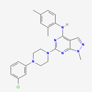 molecular formula C24H26ClN7 B2682835 6-[4-(3-chlorophenyl)piperazin-1-yl]-N-(2,4-dimethylphenyl)-1-methyl-1H-pyrazolo[3,4-d]pyrimidin-4-amine CAS No. 887467-07-4