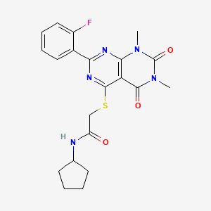 N-cyclopentyl-2-((2-(2-fluorophenyl)-6,8-dimethyl-5,7-dioxo-5,6,7,8-tetrahydropyrimido[4,5-d]pyrimidin-4-yl)thio)acetamide