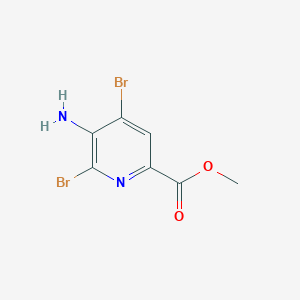 molecular formula C7H6Br2N2O2 B2682839 Methyl 5-amino-4,6-dibromopicolinate CAS No. 1935587-27-1