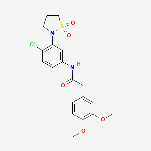 molecular formula C19H21ClN2O5S B2682844 N-(4-chloro-3-(1,1-dioxidoisothiazolidin-2-yl)phenyl)-2-(3,4-dimethoxyphenyl)acetamide CAS No. 946344-33-8