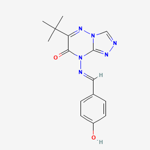 molecular formula C15H16N6O2 B2682848 6-tert-butyl-8-{[(E)-(4-hydroxyphenyl)methylidene]amino}[1,2,4]triazolo[4,3-b][1,2,4]triazin-7(8H)-one CAS No. 328020-86-6
