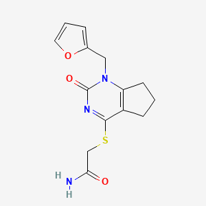 molecular formula C14H15N3O3S B2682850 2-[[1-(furan-2-ylmethyl)-2-oxo-6,7-dihydro-5H-cyclopenta[d]pyrimidin-4-yl]sulfanyl]acetamide CAS No. 899730-83-7