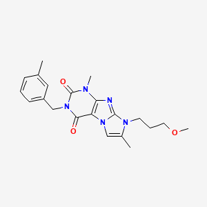 molecular formula C21H25N5O3 B2682855 8-(3-methoxypropyl)-1,7-dimethyl-3-(3-methylbenzyl)-1H-imidazo[2,1-f]purine-2,4(3H,8H)-dione CAS No. 887465-96-5