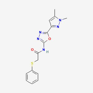 molecular formula C15H15N5O2S B2682862 N-(5-(1,5-dimethyl-1H-pyrazol-3-yl)-1,3,4-oxadiazol-2-yl)-2-(phenylthio)acetamide CAS No. 1170572-44-7