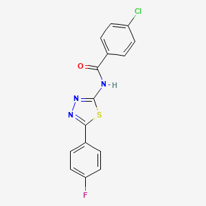 molecular formula C15H9ClFN3OS B2682872 4-chloro-N-[5-(4-fluorophenyl)-1,3,4-thiadiazol-2-yl]benzamide CAS No. 312524-58-6
