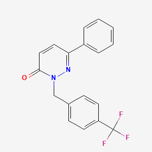 molecular formula C18H13F3N2O B2682873 6-苯基-2-[[4-(三氟甲基)苯基]甲基]吡啶并[1,5-a]嘧啶-3-酮 CAS No. 922901-40-4