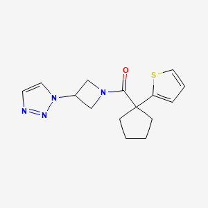molecular formula C15H18N4OS B2682876 (3-(1H-1,2,3-triazol-1-yl)azetidin-1-yl)(1-(thiophen-2-yl)cyclopentyl)methanone CAS No. 2034266-42-5