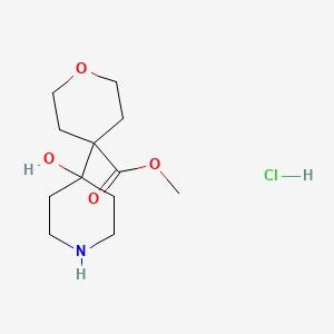 molecular formula C12H22ClNO4 B2682881 甲基-4-(4-羟基哌啶-4-基)氧杂环戊-4-甲酸酯盐酸盐 CAS No. 2138535-32-5