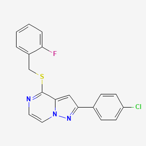 2-(4-Chlorophenyl)-4-[(2-fluorobenzyl)thio]pyrazolo[1,5-a]pyrazine