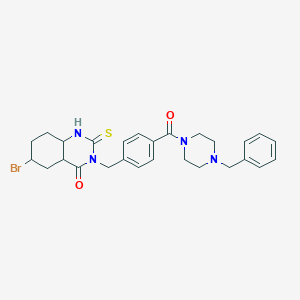 molecular formula C27H25BrN4O2S B2682900 3-{[4-(4-Benzylpiperazine-1-carbonyl)phenyl]methyl}-6-bromo-2-sulfanylidene-1,2,3,4-tetrahydroquinazolin-4-one CAS No. 422287-48-7