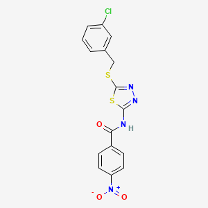 molecular formula C16H11ClN4O3S2 B2682916 N-(5-((3-chlorobenzyl)thio)-1,3,4-thiadiazol-2-yl)-4-nitrobenzamide CAS No. 868976-41-4