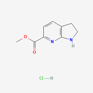 molecular formula C9H11ClN2O2 B2682920 Methyl 2,3-dihydro-1H-pyrrolo[2,3-b]pyridine-6-carboxylate hydrochloride CAS No. 2470440-18-5