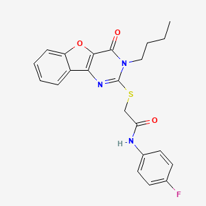 2-((3-butyl-4-oxo-3,4-dihydrobenzofuro[3,2-d]pyrimidin-2-yl)thio)-N-(4-fluorophenyl)acetamide