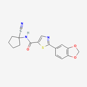 molecular formula C17H15N3O3S B2682932 2-(2H-1,3-benzodioxol-5-yl)-N-(1-cyanocyclopentyl)-1,3-thiazole-5-carboxamide CAS No. 1423556-72-2