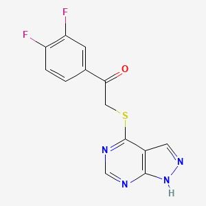 molecular formula C13H8F2N4OS B2682937 1-(3,4-difluorophenyl)-2-(1H-pyrazolo[3,4-d]pyrimidin-4-ylsulfanyl)ethanone CAS No. 732271-56-6