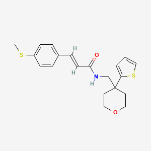 (E)-3-(4-(methylthio)phenyl)-N-((4-(thiophen-2-yl)tetrahydro-2H-pyran-4-yl)methyl)acrylamide