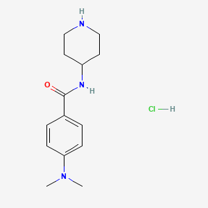 molecular formula C14H22ClN3O B2682940 4-(二甲胺基)-N-哌啶-4-基苯甲酰胺盐酸盐 CAS No. 1993175-52-2