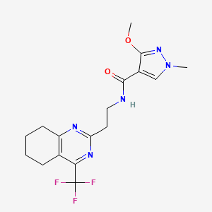 molecular formula C17H20F3N5O2 B2682972 3-methoxy-1-methyl-N-(2-(4-(trifluoromethyl)-5,6,7,8-tetrahydroquinazolin-2-yl)ethyl)-1H-pyrazole-4-carboxamide CAS No. 1421585-43-4