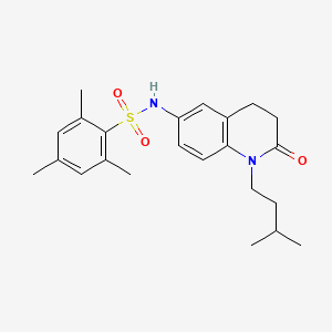 molecular formula C23H30N2O3S B2682974 N-(1-isopentyl-2-oxo-1,2,3,4-tetrahydroquinolin-6-yl)-2,4,6-trimethylbenzenesulfonamide CAS No. 941955-79-9