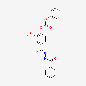 (E)-4-((2-benzoylhydrazono)methyl)-2-methoxyphenyl phenyl carbonate