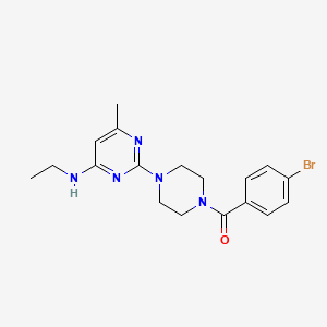 molecular formula C18H22BrN5O B2682984 2-[4-(4-溴苯甲酰)哌嗪-1-基]-N-乙基-6-甲基嘧啶-4-胺 CAS No. 923122-18-3