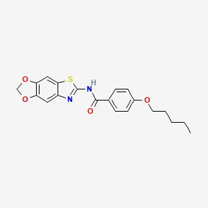 molecular formula C20H20N2O4S B2682987 N-{4,6-dioxa-10-thia-12-azatricyclo[7.3.0.0^{3,7}]dodeca-1(9),2,7,11-tetraen-11-yl}-4-(pentyloxy)benzamide CAS No. 892845-21-5