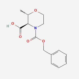 molecular formula C14H17NO5 B2682988 (2S,3R)-2-Methyl-4-phenylmethoxycarbonylmorpholine-3-carboxylic acid CAS No. 2287237-20-9