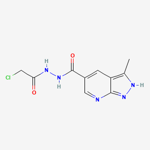 molecular formula C10H10ClN5O2 B2682989 N'-(2-Chloroacetyl)-3-methyl-2H-pyrazolo[3,4-b]pyridine-5-carbohydrazide CAS No. 2411277-56-8