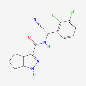 molecular formula C15H12Cl2N4O B2683009 N-[cyano(2,3-dichlorophenyl)methyl]-1H,4H,5H,6H-cyclopenta[c]pyrazole-3-carboxamide CAS No. 2094160-36-6