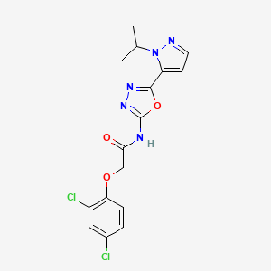 molecular formula C16H15Cl2N5O3 B2683012 2-(2,4-dichlorophenoxy)-N-(5-(1-isopropyl-1H-pyrazol-5-yl)-1,3,4-oxadiazol-2-yl)acetamide CAS No. 1171837-11-8