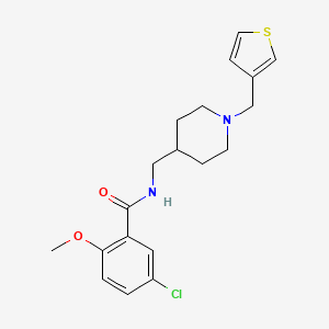 molecular formula C19H23ClN2O2S B2683015 5-chloro-2-methoxy-N-((1-(thiophen-3-ylmethyl)piperidin-4-yl)methyl)benzamide CAS No. 1235071-99-4