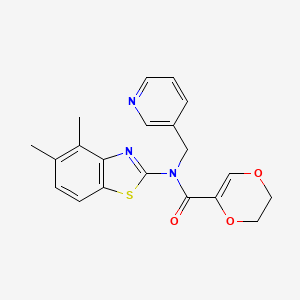 molecular formula C20H19N3O3S B2683016 N-(4,5-dimethylbenzo[d]thiazol-2-yl)-N-(pyridin-3-ylmethyl)-5,6-dihydro-1,4-dioxine-2-carboxamide CAS No. 895418-83-4