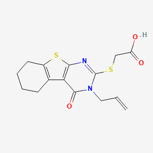 molecular formula C15H16N2O3S2 B2683020 2-[(4-氧代-3-丙-2-烯基-5,6,7,8-四氢-[1]苯并噻唑-2-基)硫代基]乙酸 CAS No. 72107-16-5