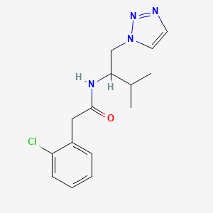 molecular formula C15H19ClN4O B2683032 2-(2-氯苯基)-N-(3-甲基-1-(1H-1,2,3-三唑-1-基)丁基)乙酰胺 CAS No. 2034306-62-0