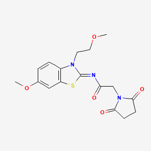 molecular formula C17H19N3O5S B2683037 (Z)-2-(2,5-dioxopyrrolidin-1-yl)-N-(6-methoxy-3-(2-methoxyethyl)benzo[d]thiazol-2(3H)-ylidene)acetamide CAS No. 865161-66-6